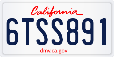 CA license plate 6TSS891