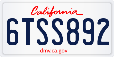 CA license plate 6TSS892