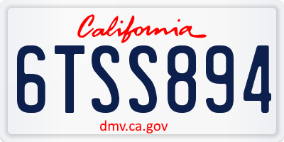 CA license plate 6TSS894