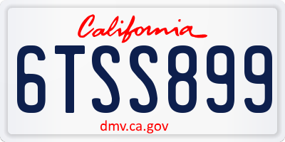 CA license plate 6TSS899