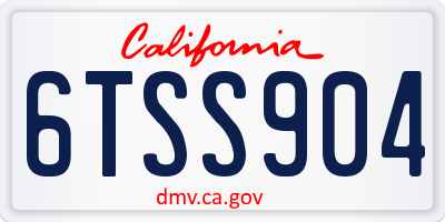 CA license plate 6TSS904