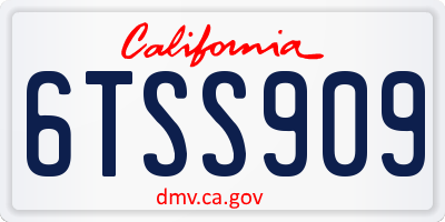 CA license plate 6TSS909