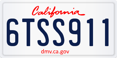 CA license plate 6TSS911