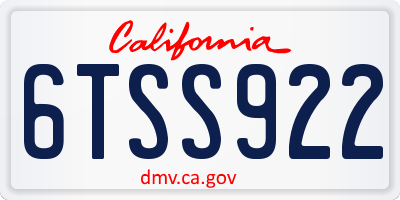 CA license plate 6TSS922