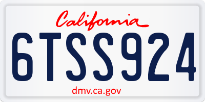 CA license plate 6TSS924