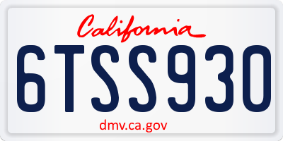 CA license plate 6TSS930