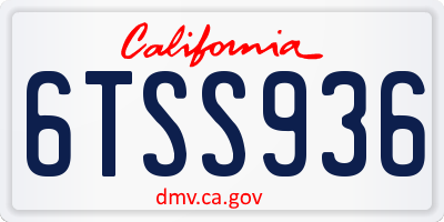 CA license plate 6TSS936