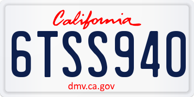 CA license plate 6TSS940