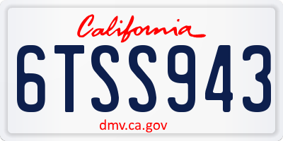 CA license plate 6TSS943