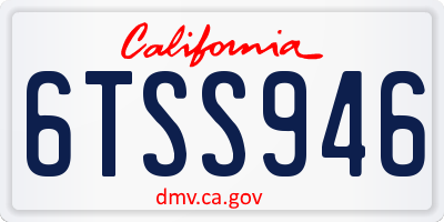 CA license plate 6TSS946