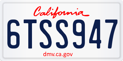 CA license plate 6TSS947