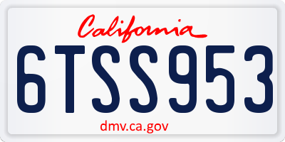 CA license plate 6TSS953