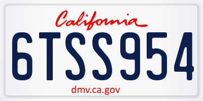 CA license plate 6TSS954