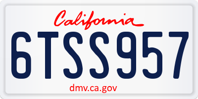 CA license plate 6TSS957
