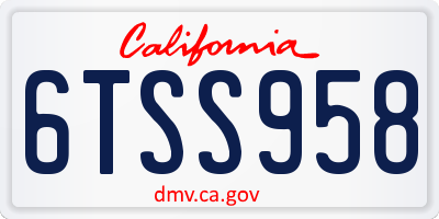 CA license plate 6TSS958
