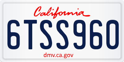 CA license plate 6TSS960