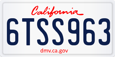 CA license plate 6TSS963