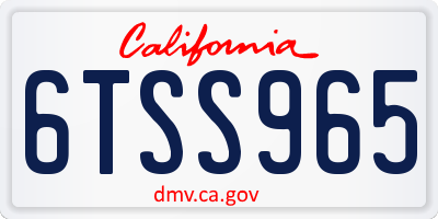 CA license plate 6TSS965