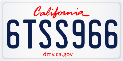 CA license plate 6TSS966