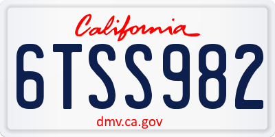 CA license plate 6TSS982