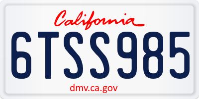 CA license plate 6TSS985
