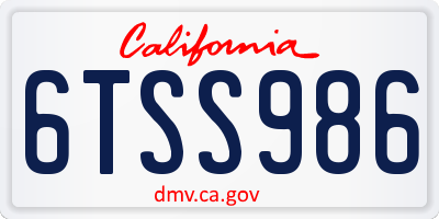 CA license plate 6TSS986
