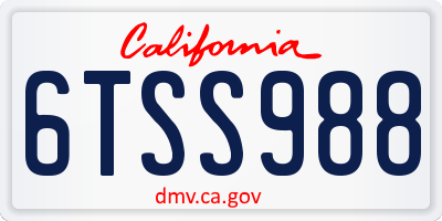 CA license plate 6TSS988