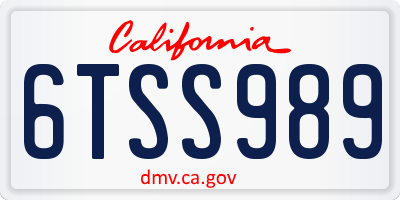 CA license plate 6TSS989