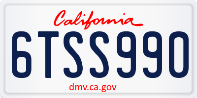CA license plate 6TSS990