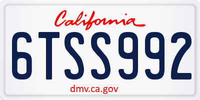 CA license plate 6TSS992