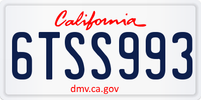 CA license plate 6TSS993