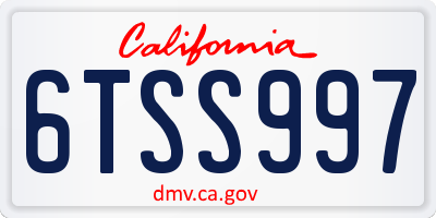 CA license plate 6TSS997