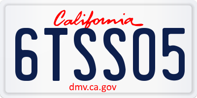 CA license plate 6TSSO5