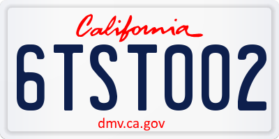 CA license plate 6TST002