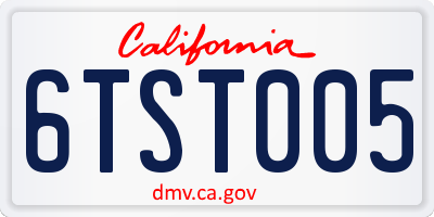 CA license plate 6TST005