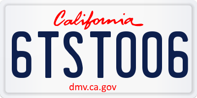 CA license plate 6TST006