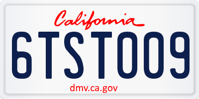CA license plate 6TST009
