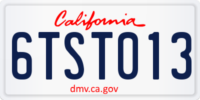 CA license plate 6TST013