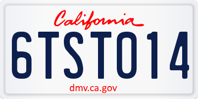 CA license plate 6TST014