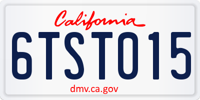 CA license plate 6TST015