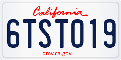 CA license plate 6TST019