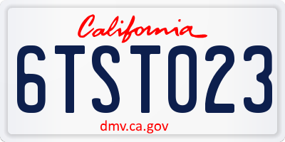CA license plate 6TST023