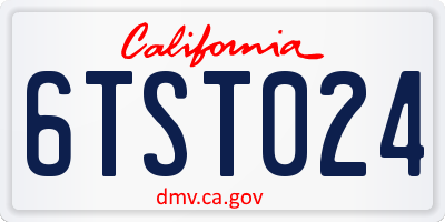 CA license plate 6TST024