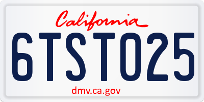 CA license plate 6TST025