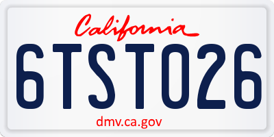 CA license plate 6TST026