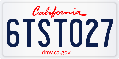 CA license plate 6TST027