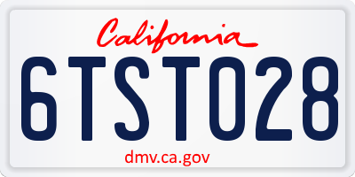 CA license plate 6TST028