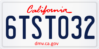 CA license plate 6TST032