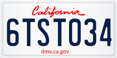 CA license plate 6TST034