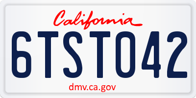 CA license plate 6TST042